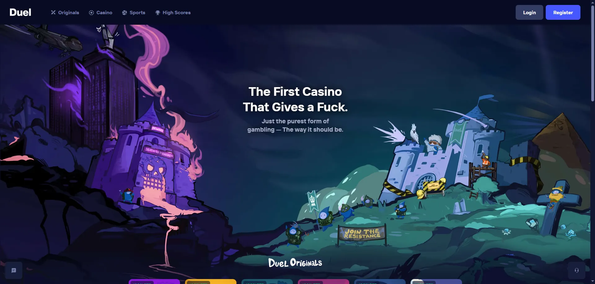 Duel Casino Ecuador vista general de la plataforma crypto